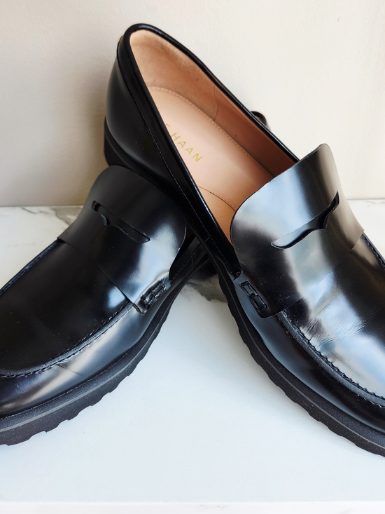 Cole Haan Shoes - Cole Haan Black Shiny Leather Penny Loafers